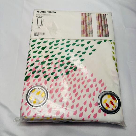 IKEA Curtain Panels Set of 2 Murgrona 58" X 98" Linda Sjunnesson Multi Color New - Picture 1 of 7